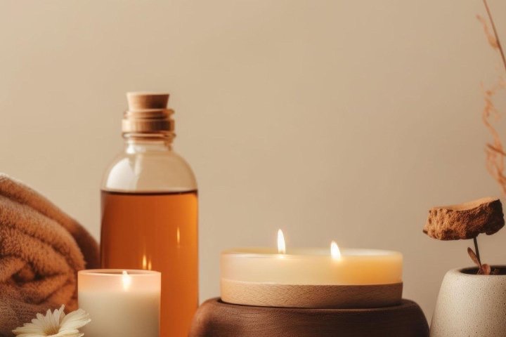 Oli e candele preparati per il massaggio